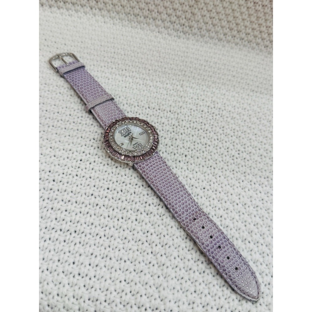 Gruen GR9708L Women's Crystal Bezel Purple Strap Quartz Watch Japan Movt